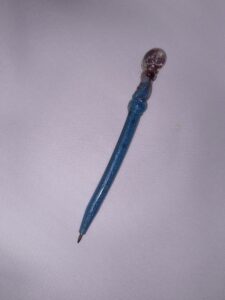 Lapicera Artesanal de Resina Epoxi Azul Galaxia estilo Varita