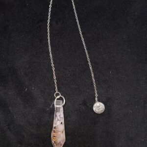 Péndulo Orgón de Cuarzo Rosa y Cobre con Medalla de San Benito